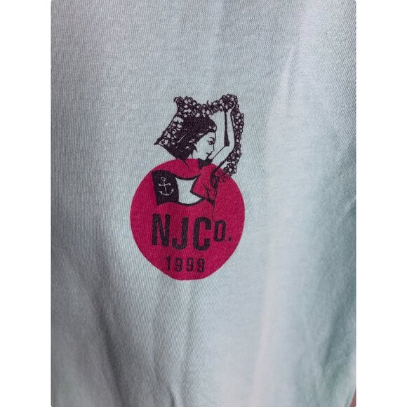 Mens Nautica Get Lei'd The Aloha Lounge Shirt Short Sleeve Sz L Aqua Blue - Picture 3 of 5